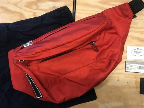 prada red tessuto waist|genuine prada waist bag.